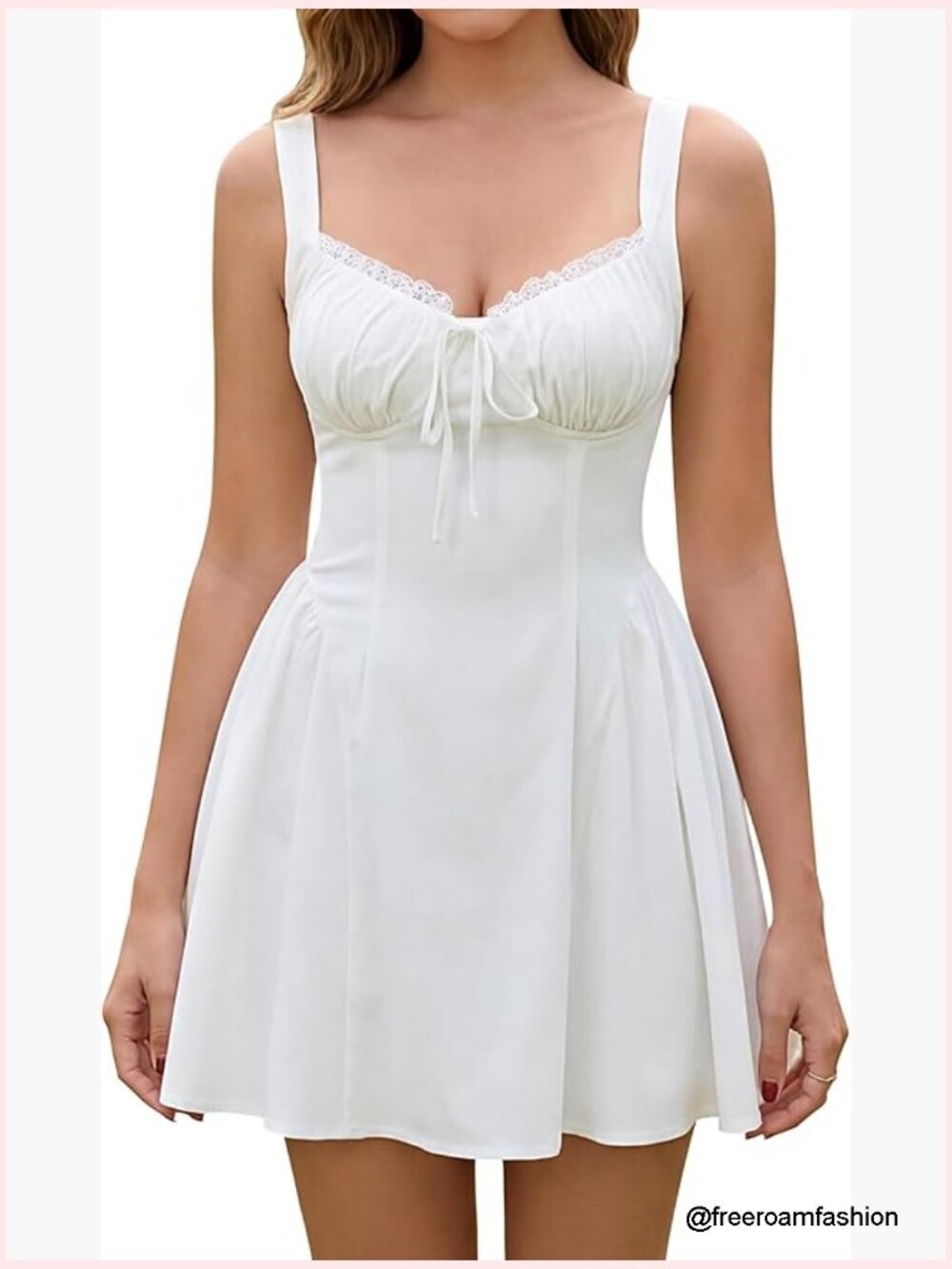 Lace Corset Mini Dress Flowy A-Line Cute Short Graduation